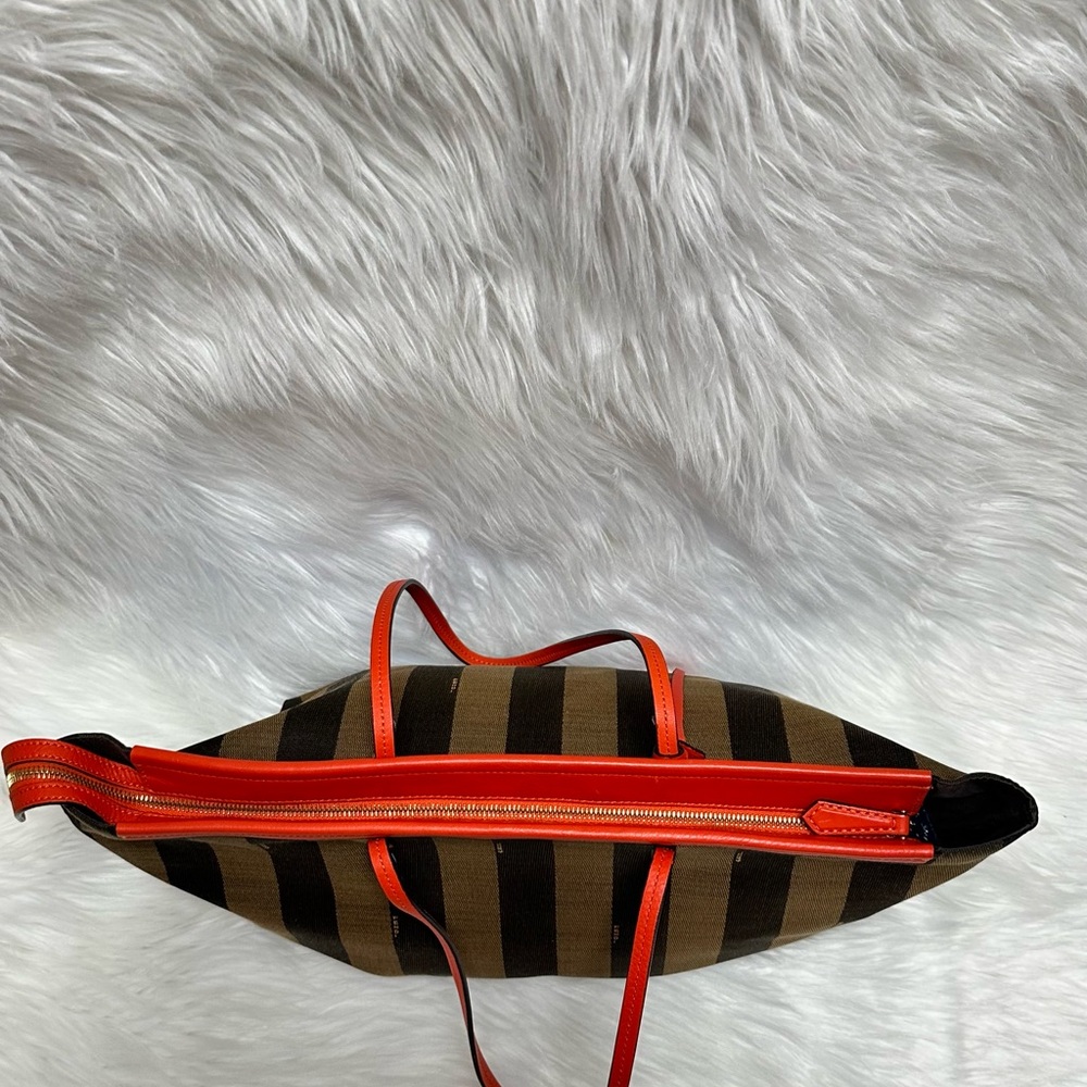Fendi Women's Striped Tote Bag - orange and Brown - Picture 4 of 16